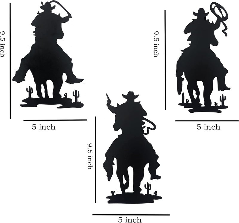 J-Fly Western Cowboy Wall Decor Vintage Cowboy Wall Art Valentine Home Decor Rustic Door Decorations Hanging Outdoor Indoor Bedroom Living Room Bathroom Black - Image 5